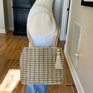1990’s Ganson San Francisco gold metallic woven leather shoulder bag